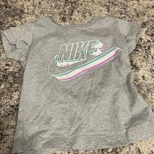 Nike Kids Gray Tee with Colorful Logo
